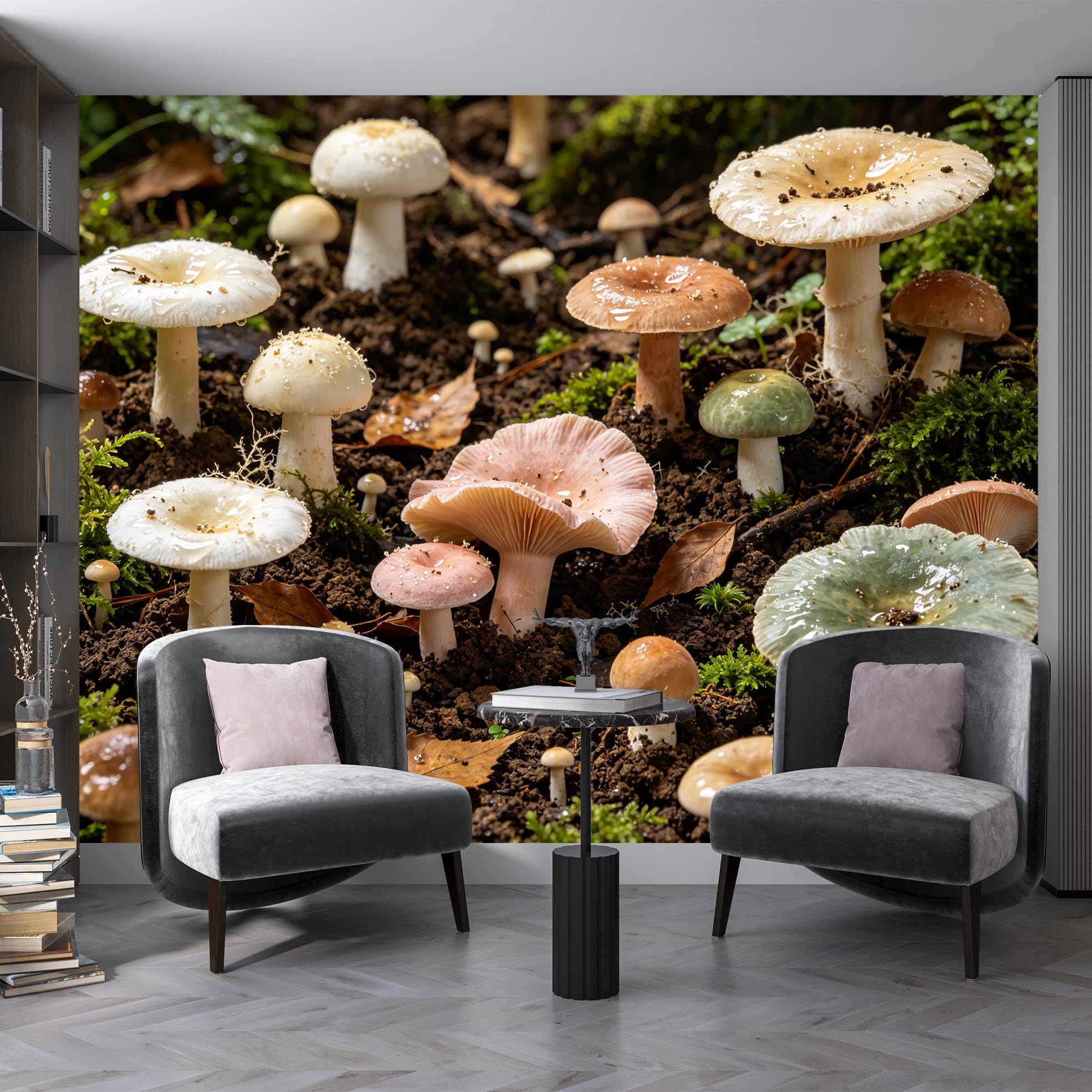 Papier peint mural forêt de champignons fantastiques intissé paysage 3D