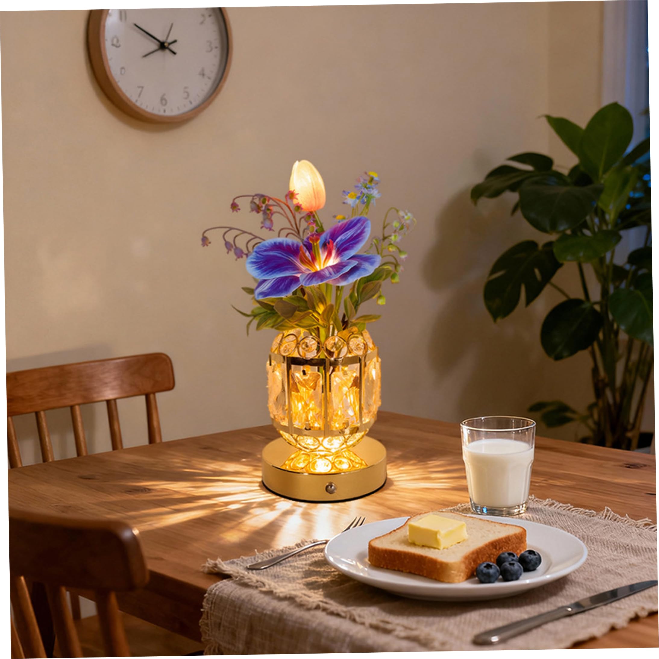 Lampada da Tavolo Flower Lampada con Tulipani Touch dimmerabili a 3 Colori, Viola