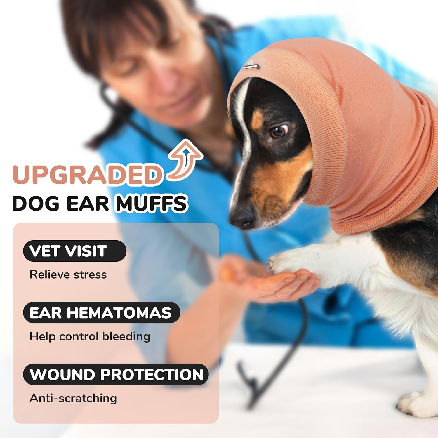 PUMYPOREITY 犬用血腫用滑り止めヘッドバンド,調節可能な犬の心を落ち着かせるパーカー,花火,雷雨,グルーミング,シェイクし