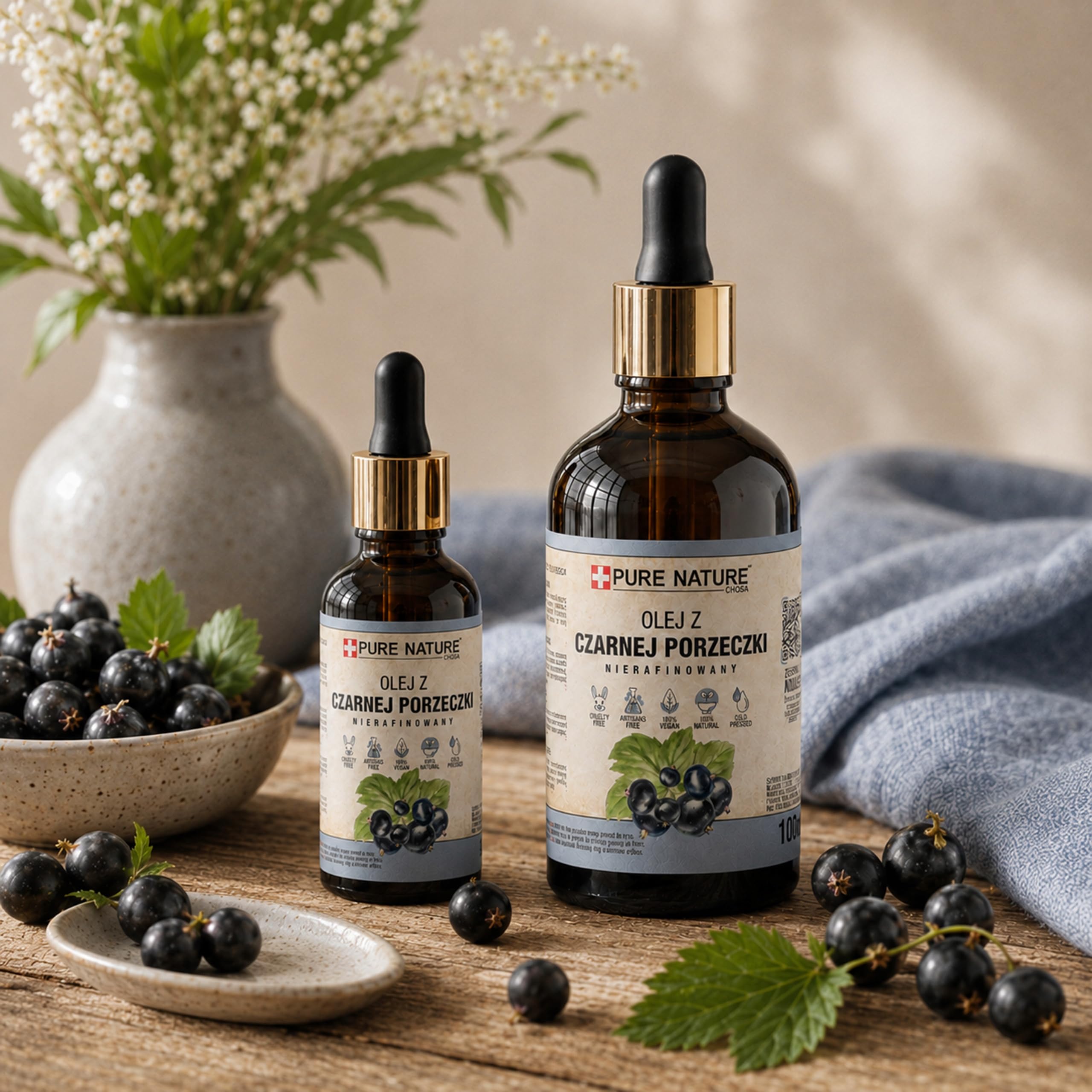 CHOSA Olio di Semi Ribes Nero 1000 ml al 100% Spremuto a Freddo Non Raffinato - Olio per Capelli, Corpo, Viso, Unghie e Massaggio - Cura Della Pelle e Cosmetici Fai Da Te