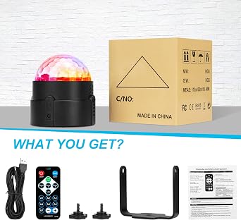 Sound Activated Party Lights with Remote, 7-Mode DJ Disco Ball Strobe Lamp