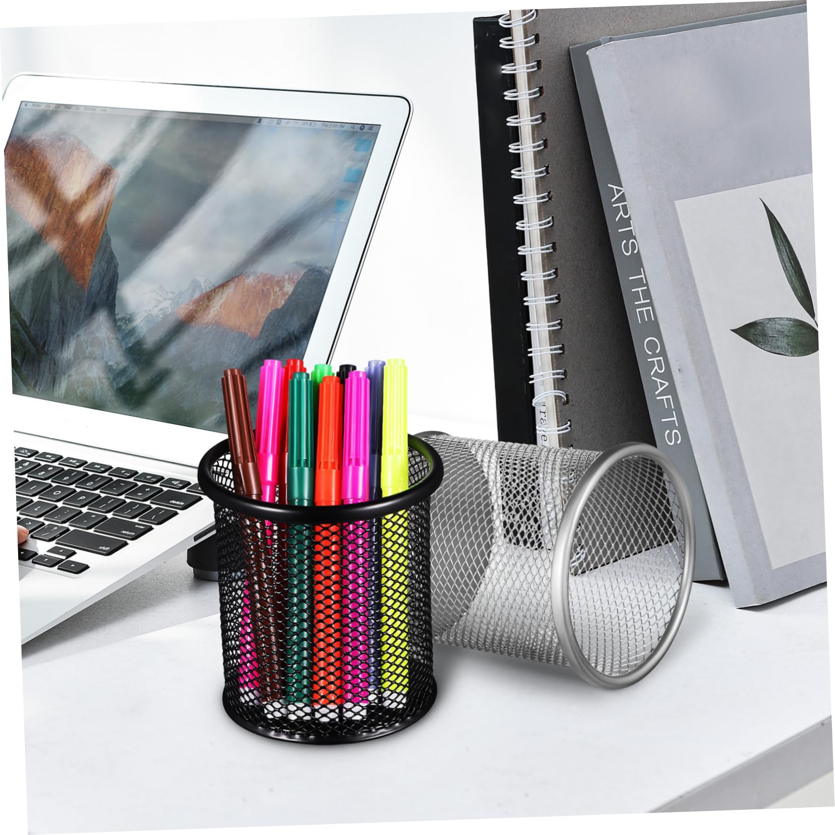 10 Pezzi porta penna Secchio per organizer da scrivania Titolare Portapenne metallo Portapenne industriale graffette ufficio portautensili tazza portapenne contenitore per penne
