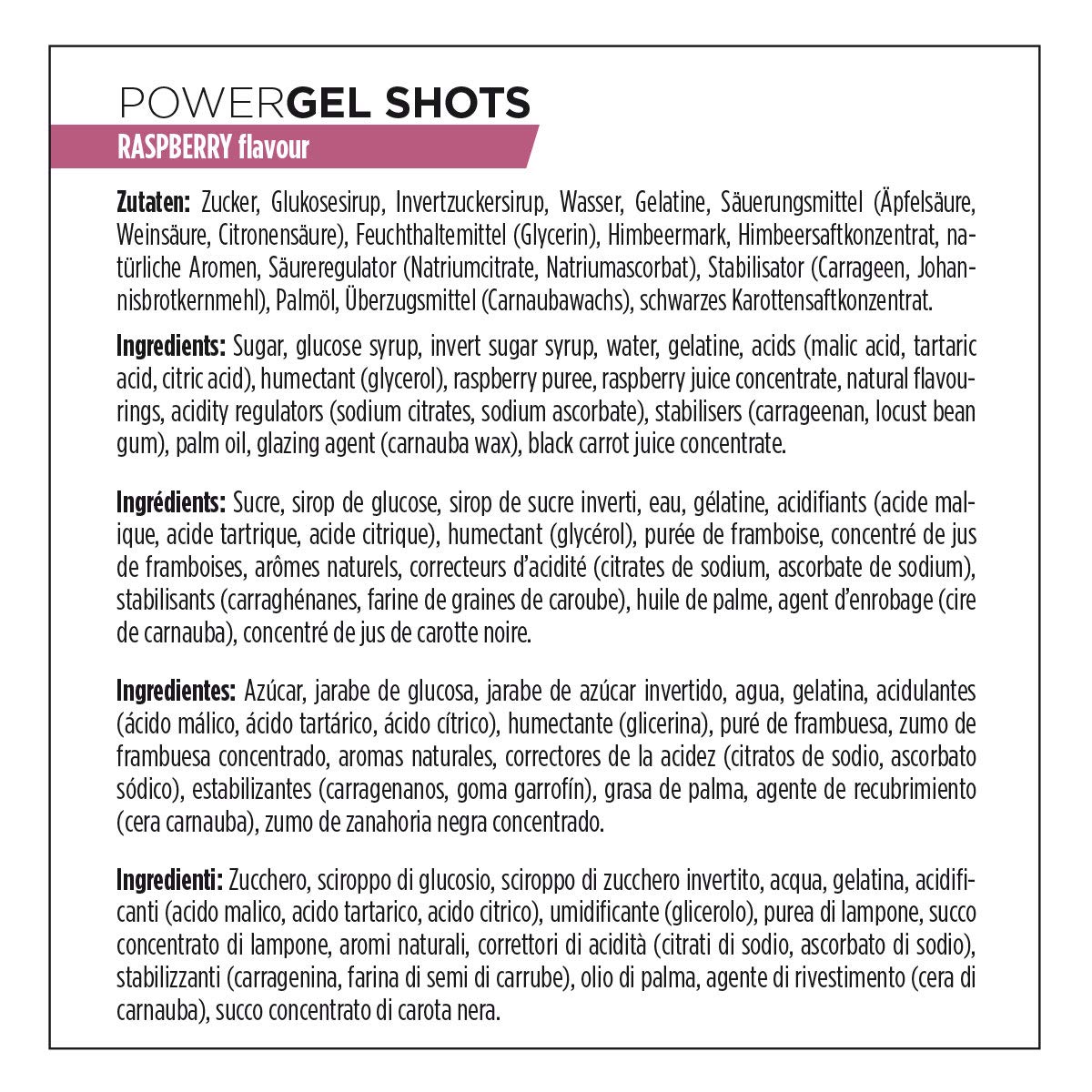 PowerBar PowerGel Shots Raspberry 16x60g - High Carb Energie Gummis + C2MAX + Natrium