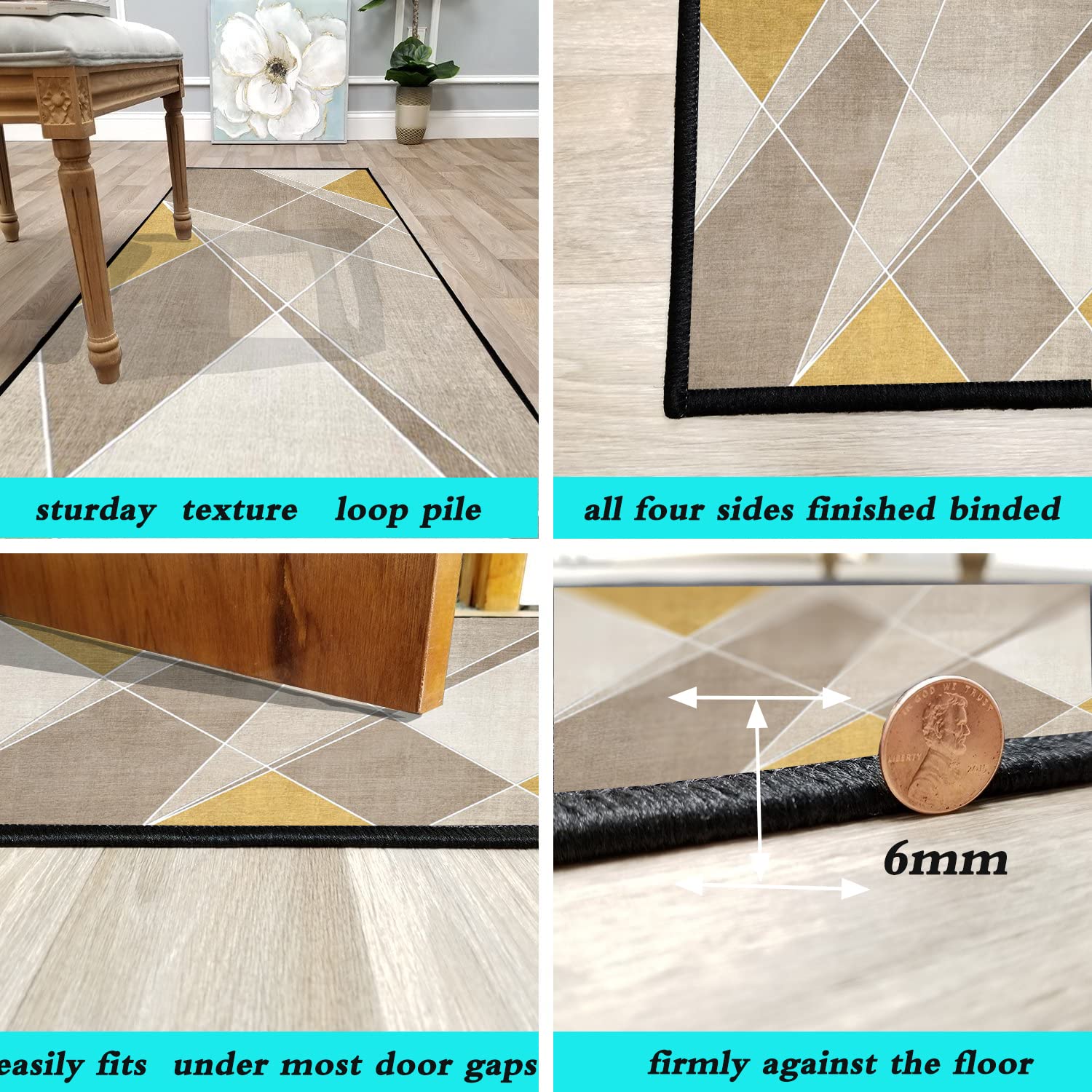 Générique Tapis Imitation Laine, qualité supérieure, Tapis de Salon, Durable, pour Chambre à Coucher, canapé, décoration d'intérieur – 100 x 440 cm