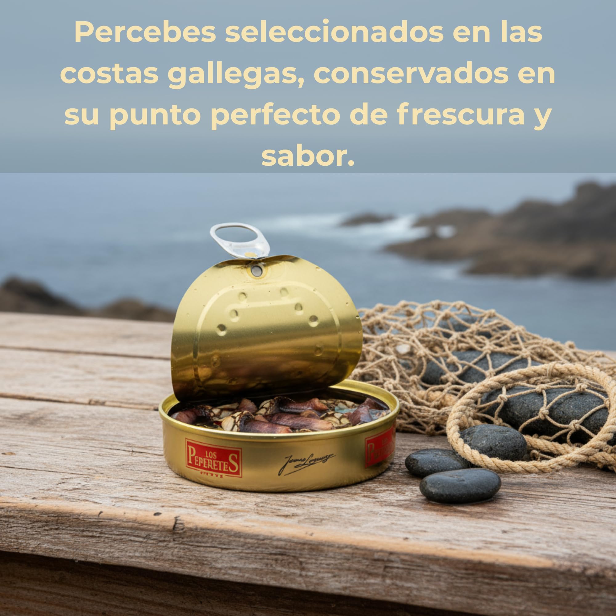 LOS PEPERETES x3 Lata Percebes al Natural 120 g | Marisco Gallego Gourmet | Elaboración Artesanal | Conserva Premium de las Rías Gallegas | Sabor Puro del Atlántico