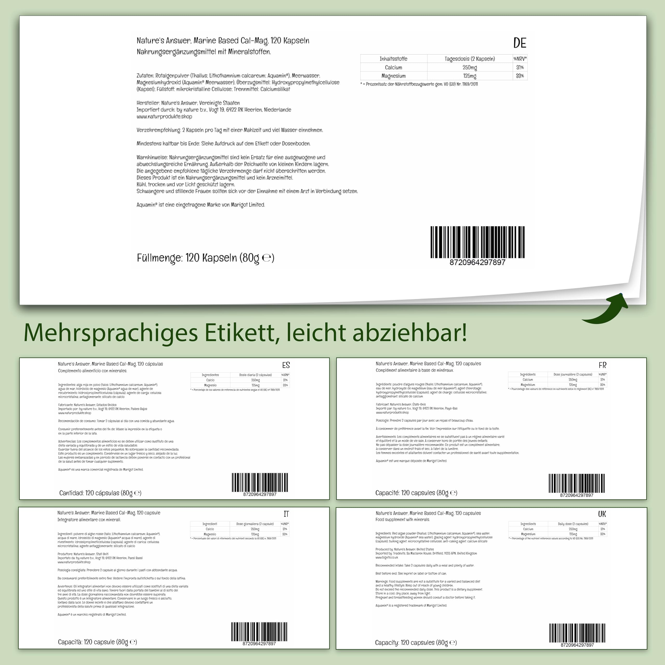 Nature’s Answer Cal-Mag auf Meeresbasis, 120 Kapseln