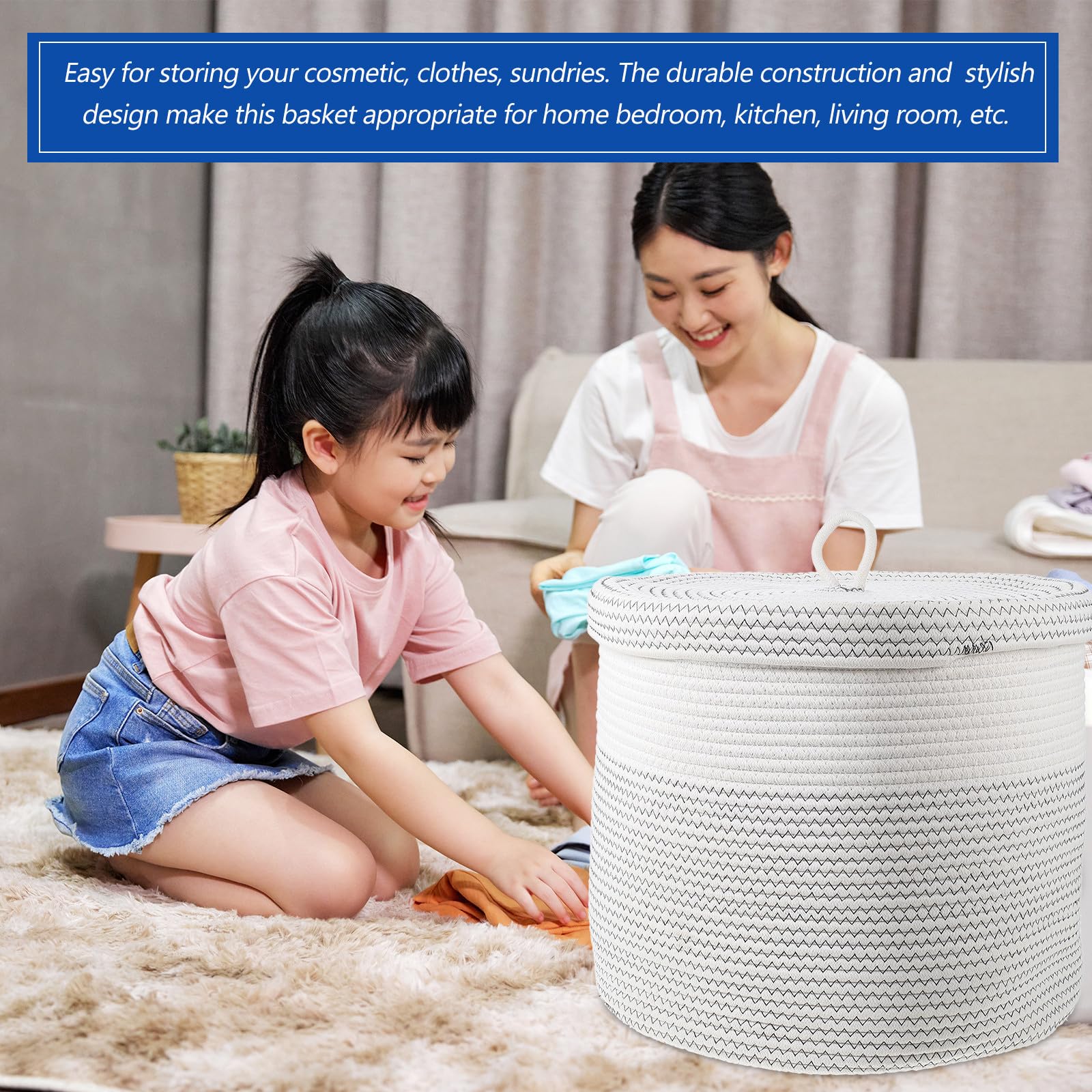 Amosfun Cesta Blanco Multifuncional Almacenamiento de Ropa y Libros