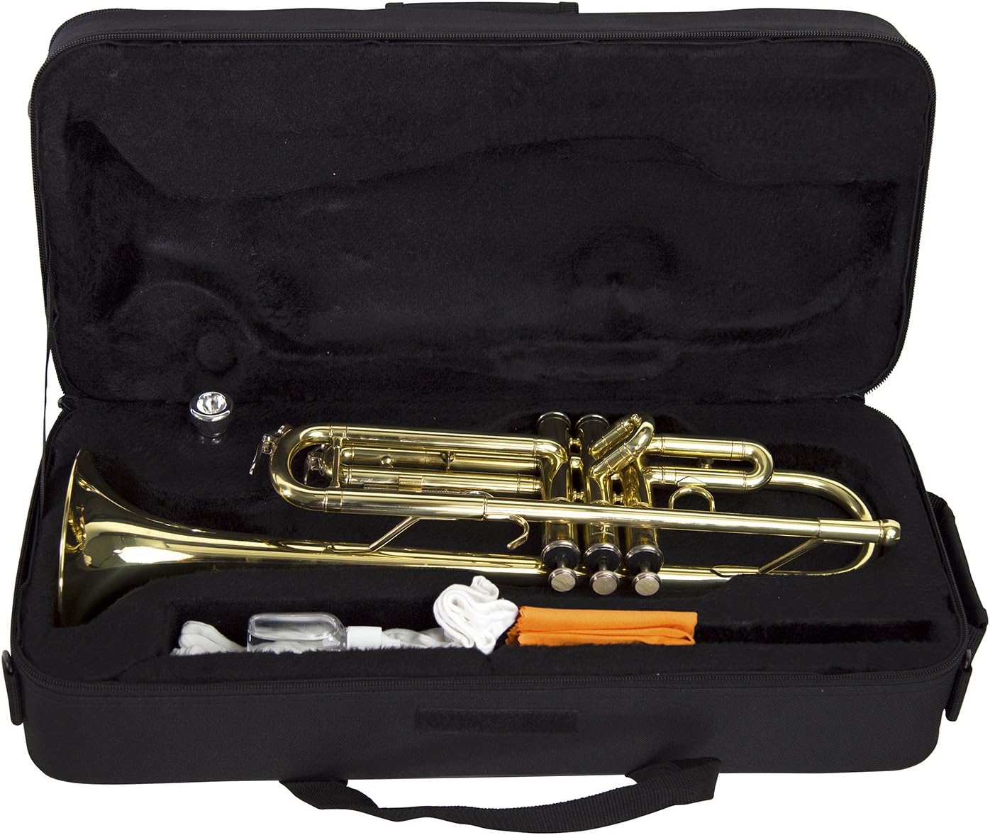 Lexington Standard Brass Lacquered Bb Student Intermediate Trumpet Monel Pistons with Full Accessories and Kit : Musical Instruments