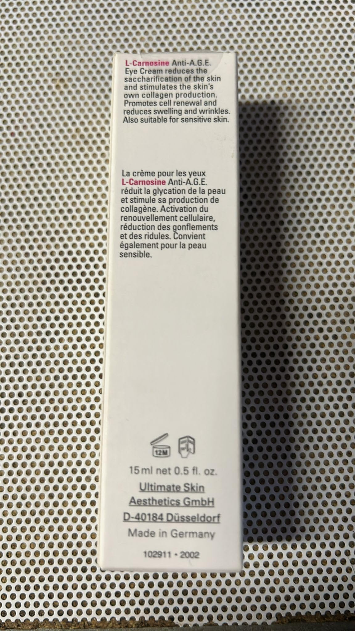 Dr. Susanne von Schmiedeberg L-Carnosine Anti-A.G.E. Eye Cream – Anti-Aging Pflege für die Augenpartie – 1 x 15 ml