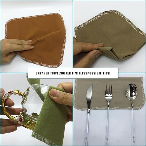 Miniatura 5 de Paquete de 20 rollos de toallas de papel reutilizables, juego de servilletas lavables, juego de 4 colores, paquete de 20 toallas sin papel, 100%