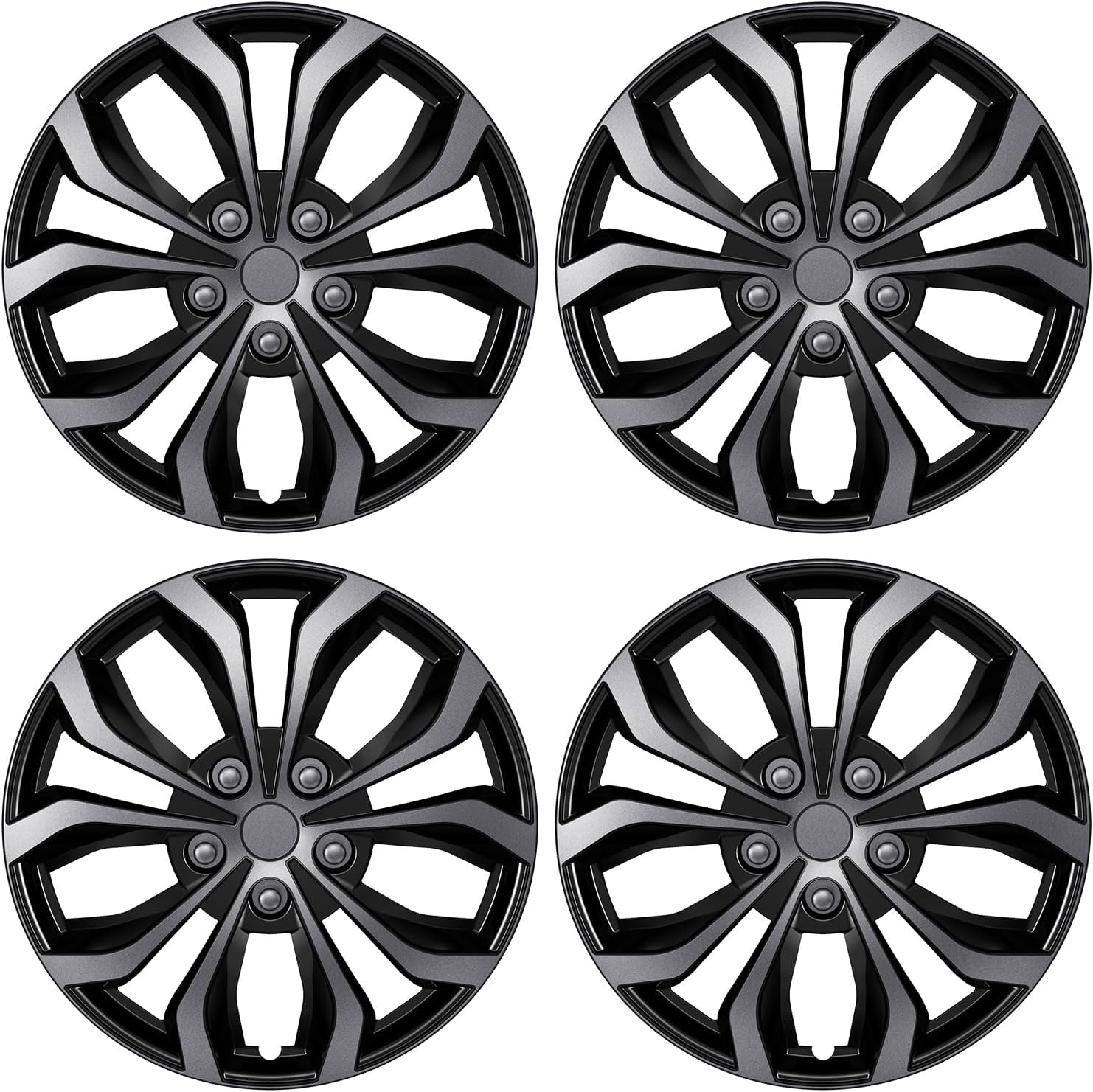 4-Pack Universal Hubcaps Replacement R16 16 inch, Steel Wheel Rim Cover for Most Cars Trucks Sedans SUV, 16" 16 in Wheel Covers Hub Caps (Gray+Black Color)