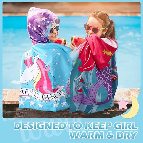 Miniatura 5 de Oudain 6 toallas con capucha para niños, toallas de baño con capucha de microfibra, toalla de playa para niños y niñas pequeños (47 x 24 pulgadas,