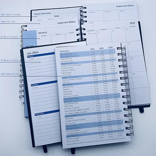 Miniatura 2 de Agenda 2024-2025, agenda semanal y mensual 2024-2025, agenda mensual de 18 meses de enero de 2024 a junio de 2025, papel grueso, 5.5 x 8.2 pulgadas,