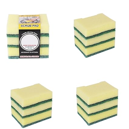 ZEVORA Pack of 12 Foam Pad Sponge Scrubber Kitchen Scrubber for Dish/Utensils/Tiles Cleaning Heavy Quality
