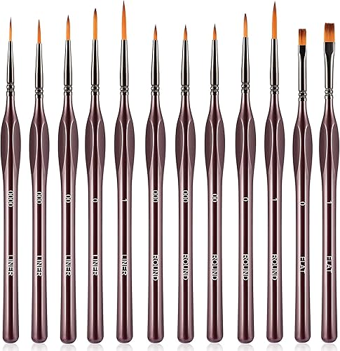 Pinceles en miniatura, 12 pinceles de modelo, juego de pinceles de pintura con microdetalles, pinceles pequeños para manualidades, detalles finos