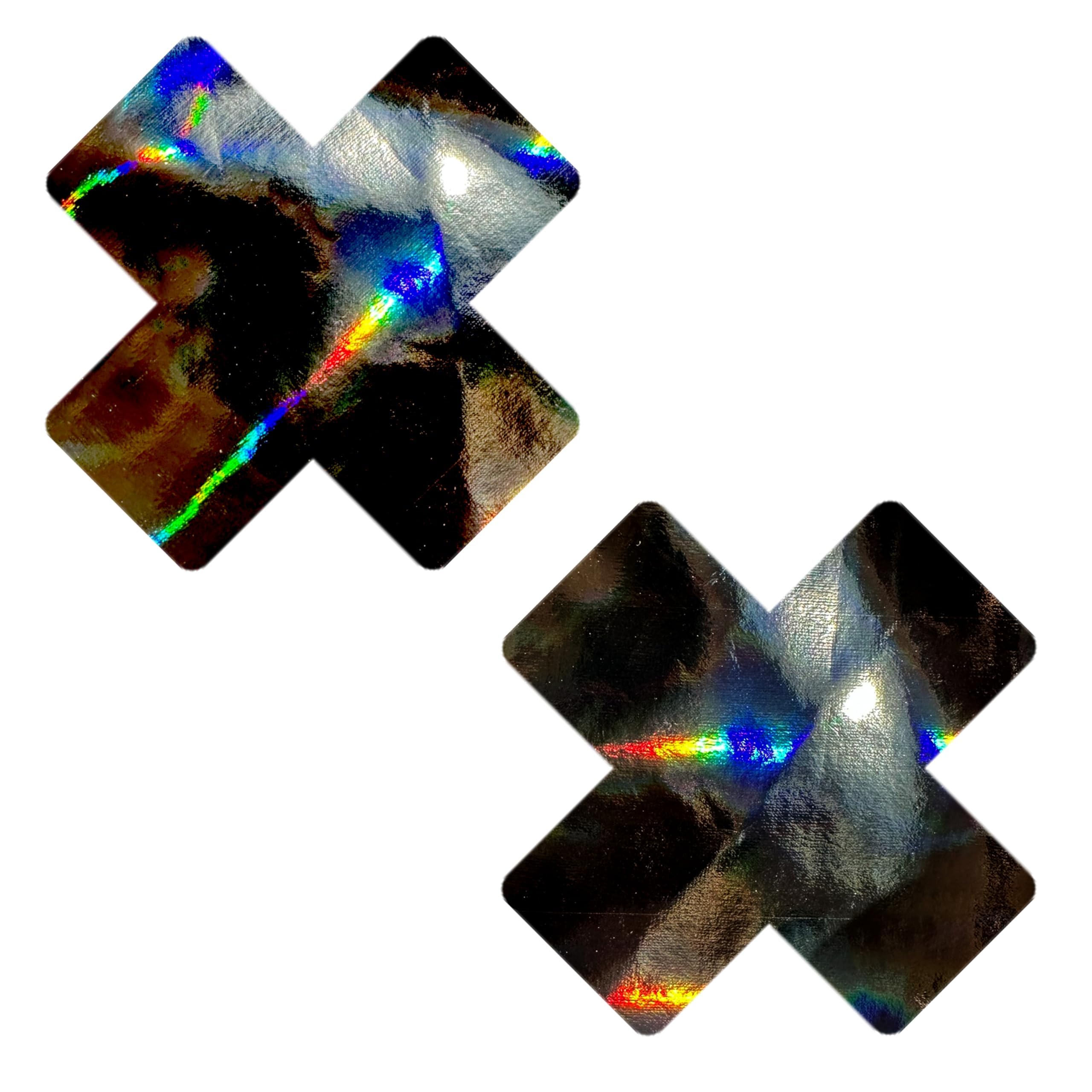 Neva Nude Iridescent Crystal Beamz Nipztix Pasties Nipple Covers for Festivals, Raves, Lingerie and More, Made in USA