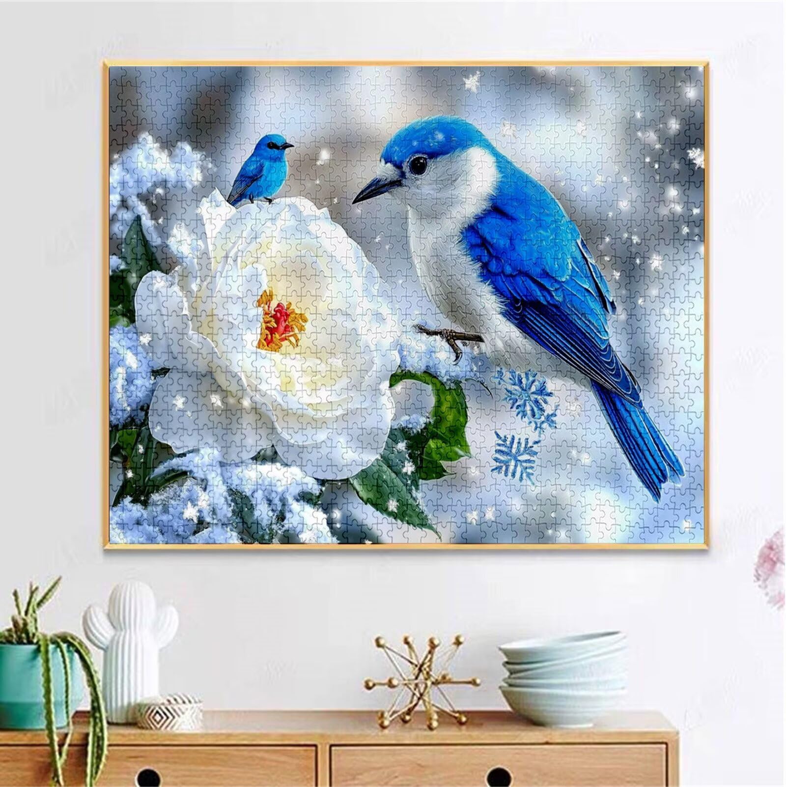 Puzzle Fiore Puzzle 4000 Pezzi Jigsaw Adulti DIY Classici Gioco, Puzzles a Forma di Uccello, Giochi Rilassamento e Intelligence per Ragazzi 14 Anni 141x87cm/4000 pcs con Scatola Regalo in Legno H-5929