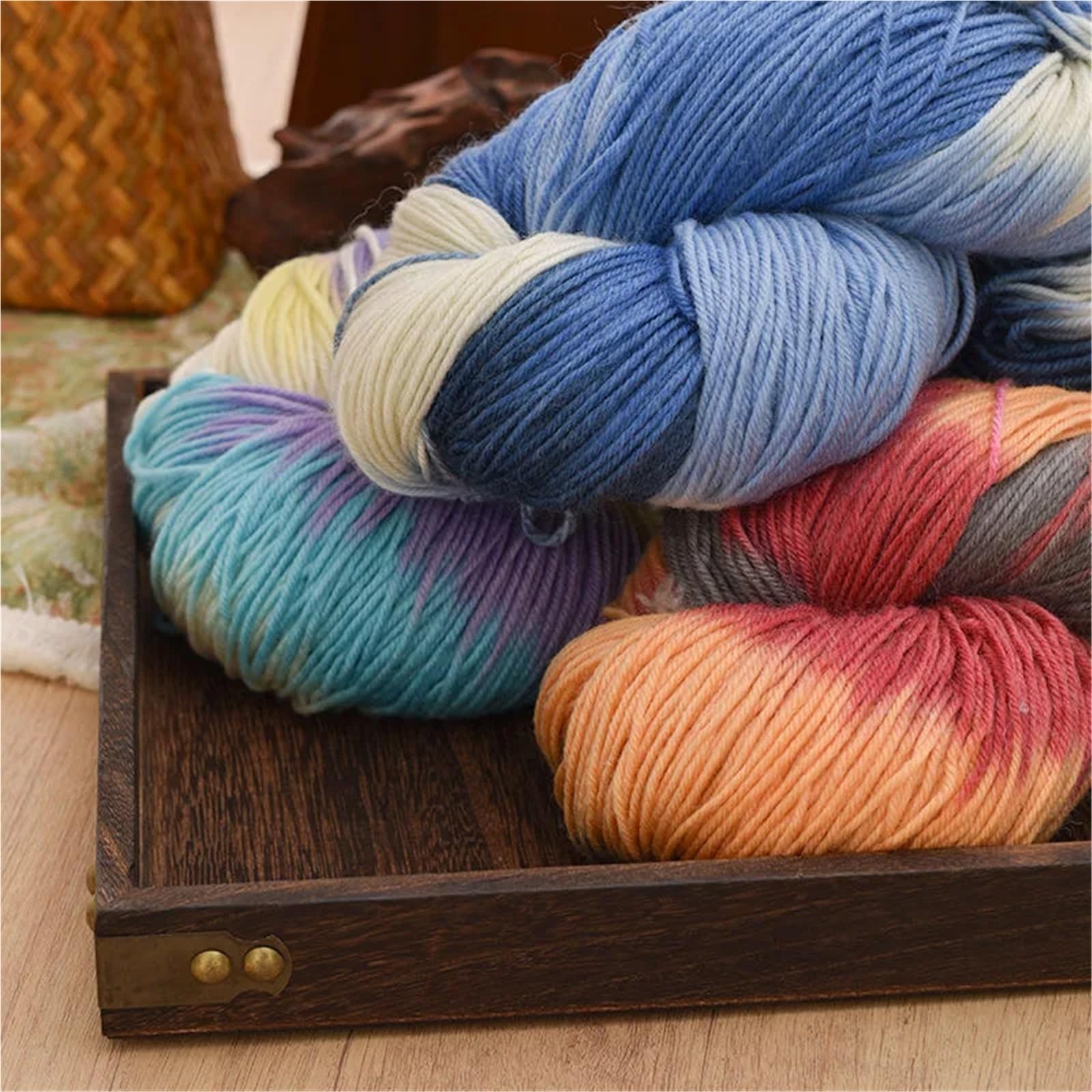Hilo de color degradado que hace punto la lana suave del poliéster 250g ganchillo(Khaki)