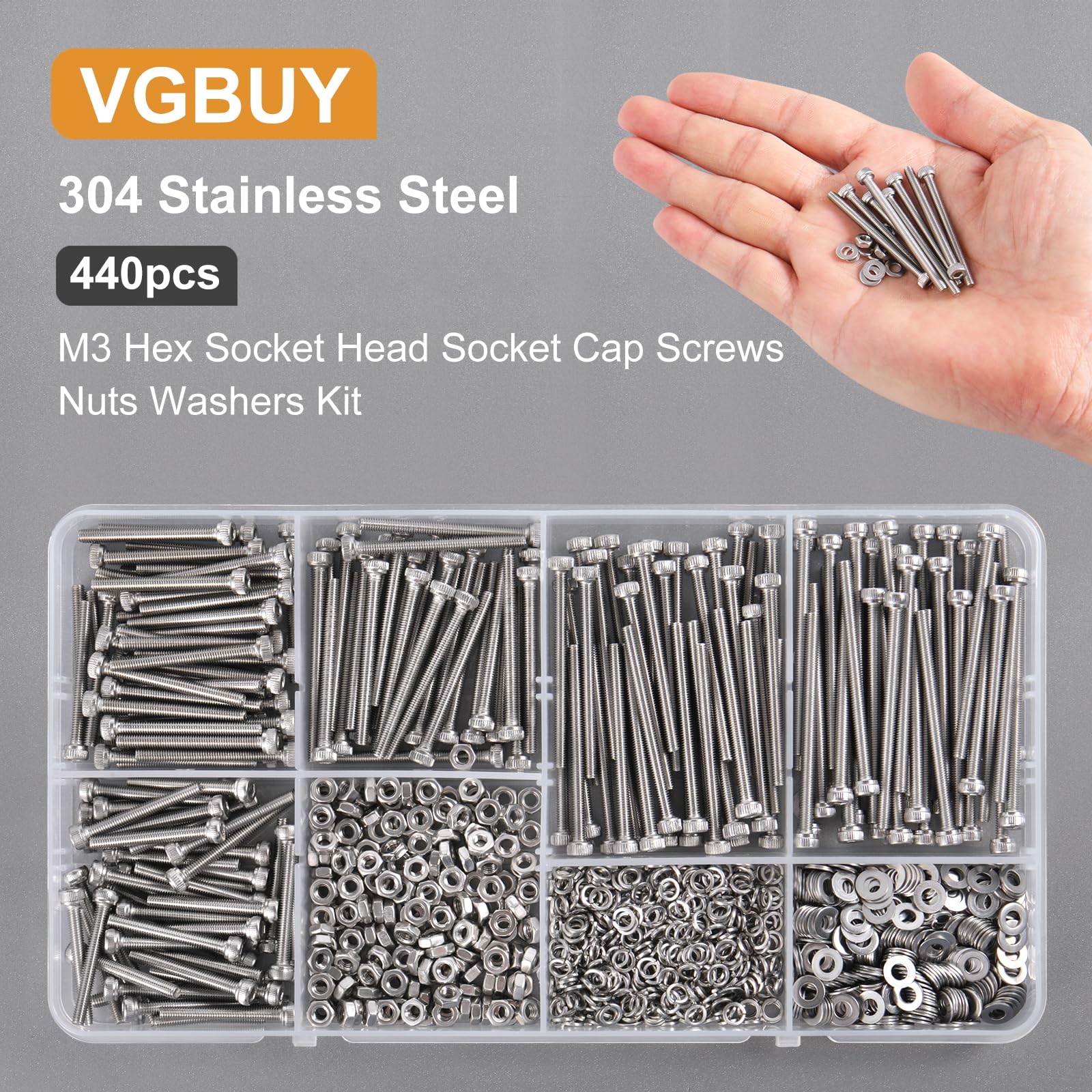 M3 Screw Assortment Kit - 440pcs Stainless Steel -6