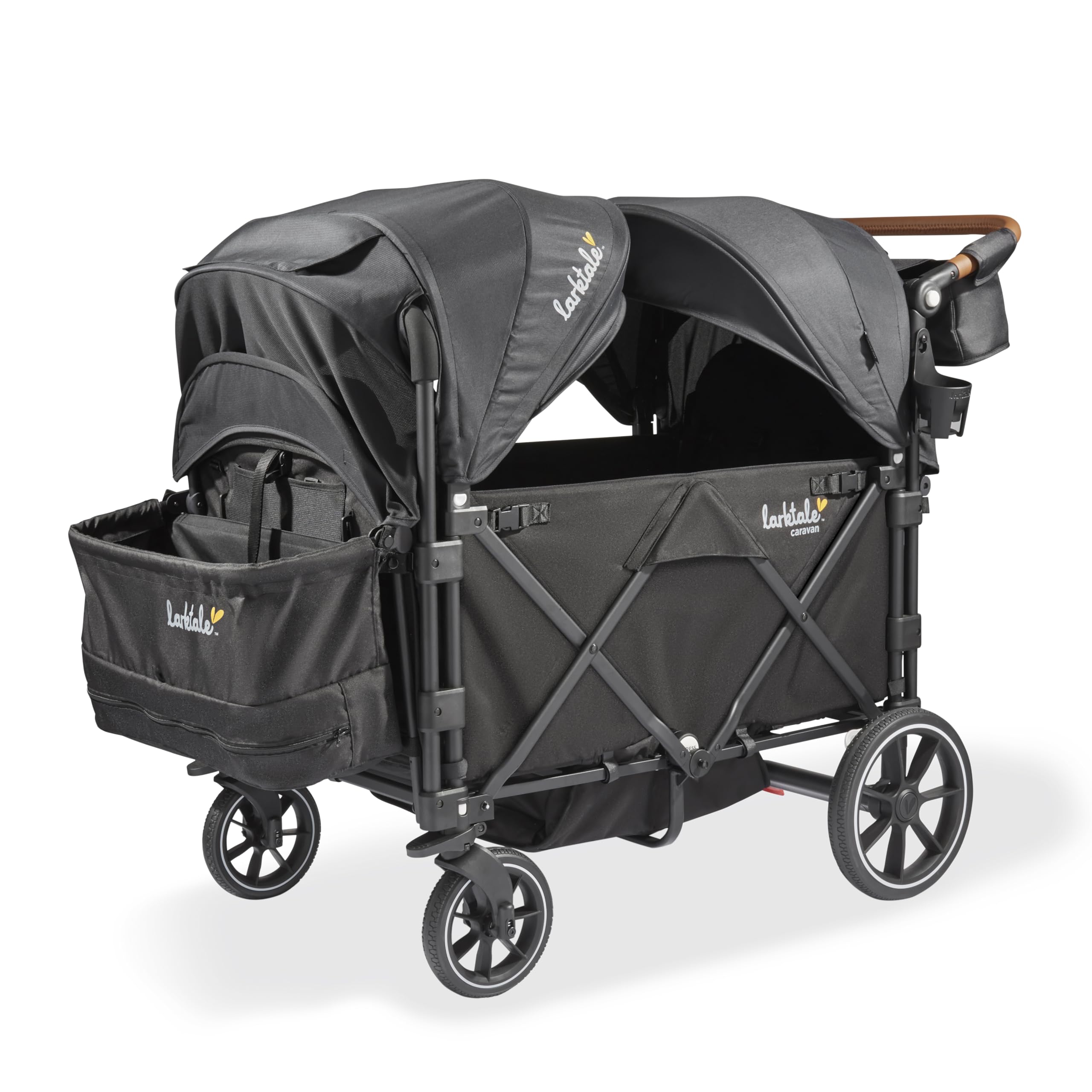 Larktale Caravan Quad Stroller, 4-Seater Kids Wagon, 214 lb Capacity, Byron Black