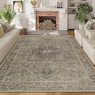 Homcomodar Vintage Teppich Wohnzimmer 160x230cm Waschbarer Teppiche Schlafzimmer Braun Kurzflor Teppich rutschfest Weich Groß Boho Teppiche für Kinderzimmer Esszimmer Büro