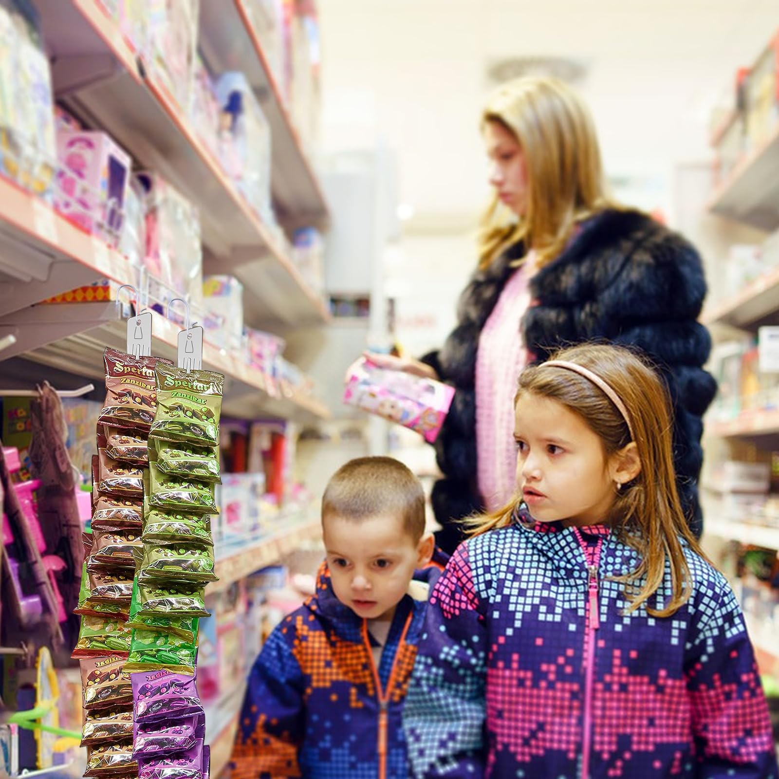30 Stück Hängestreifen Transparent - Merchandise Display Mit 12 Haken Pro Streifen