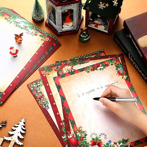 Miniatura 5 de 48 hojas de papel estacionario de Navidad de 8.5 x 11 pulgadas, papel de impresora de papel de carta de Navidad, papel de escritura de vacaciones