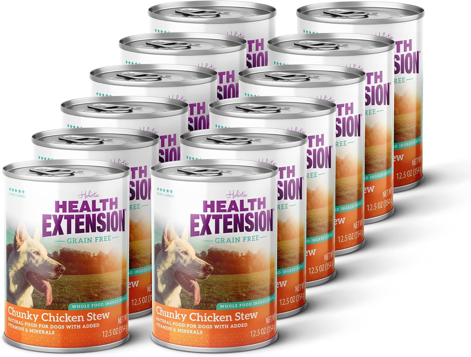 Health Extension Chunky Chicken Stew Grain-Free Wet Dog Food, 12.5 oz – Protein-Rich Recipe, Hydration Support, Ideal for All Breeds (Case of 12 Cans)