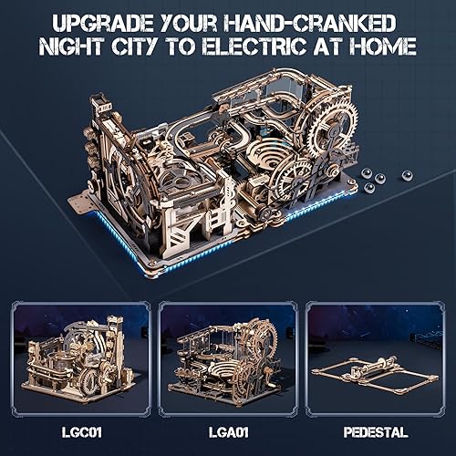 Miniatura 2 de ROKR Carrera eléctrica de mármol de madera 3 en 1, rompecabezas 3D para adultos, kits de juguetes de construcción de modelos de madera, regalo ideal