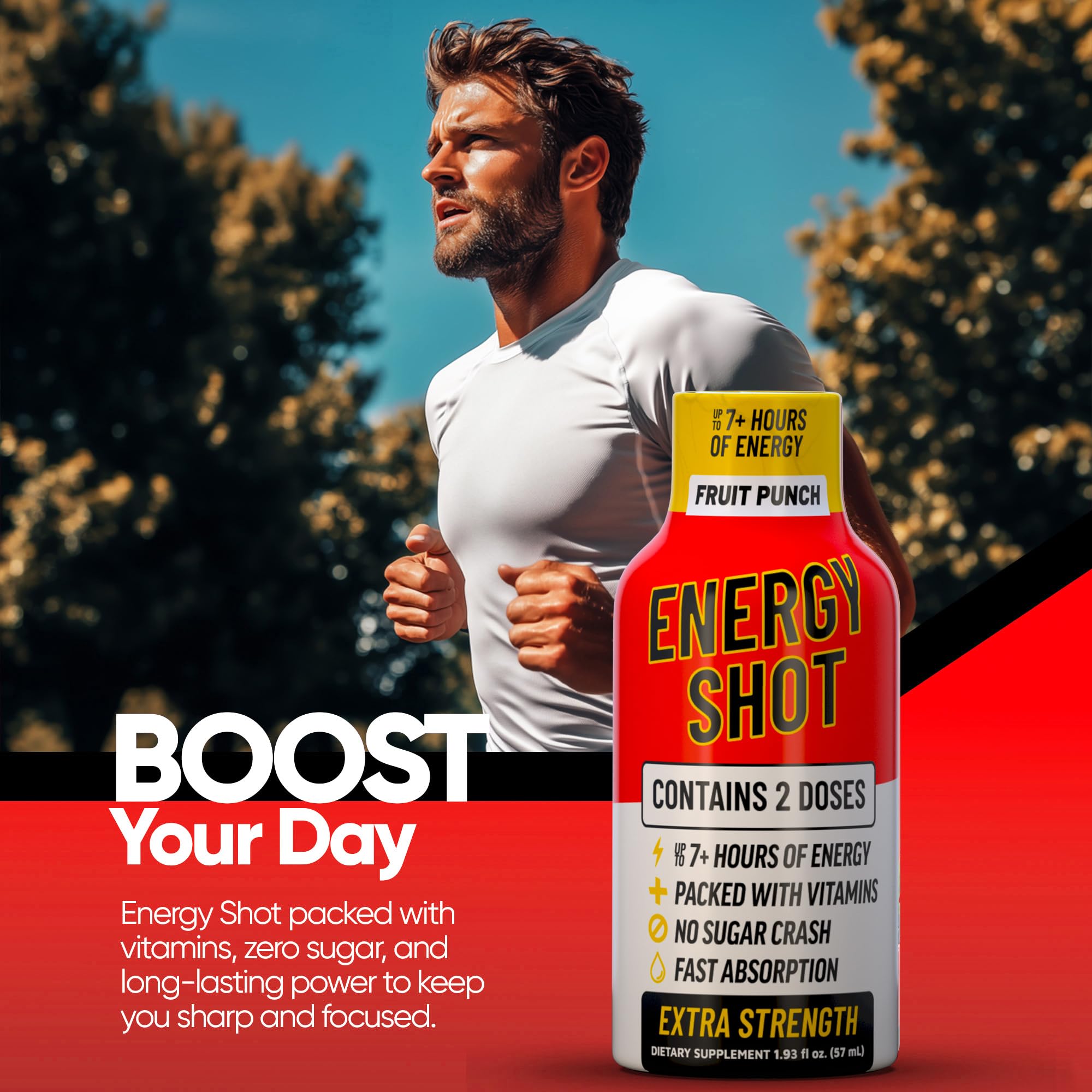 Fruit Punch Extra Strength Energy Shot 12 PK – 260mg Natural Caffeine B12 B6 – Energy & Focus Support – 2 Servings Sugar Free Zero Calorie Green Tea B-Vitamins Electrolytes Vegan – 1.93 fl oz — Amazon image 5