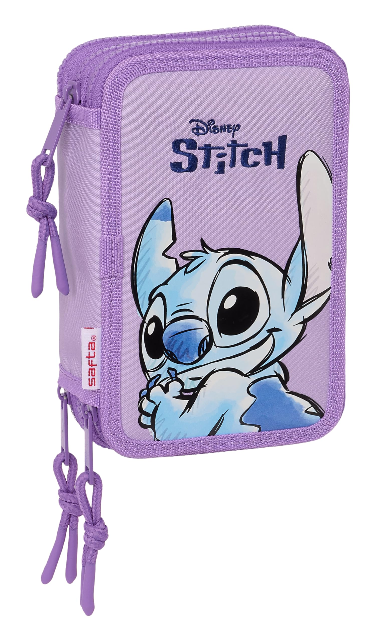 Stitch Sweet - Estuche Escolar con 36 Útiles Incluidos, Estuche Infantil, Estuche Niño, Ideal para Niños de 5 a 14 Años, Cómodo y Versátil, Calidad y Resistencia, 12.5x5.5x19.5 cm, Color Azul/Lila