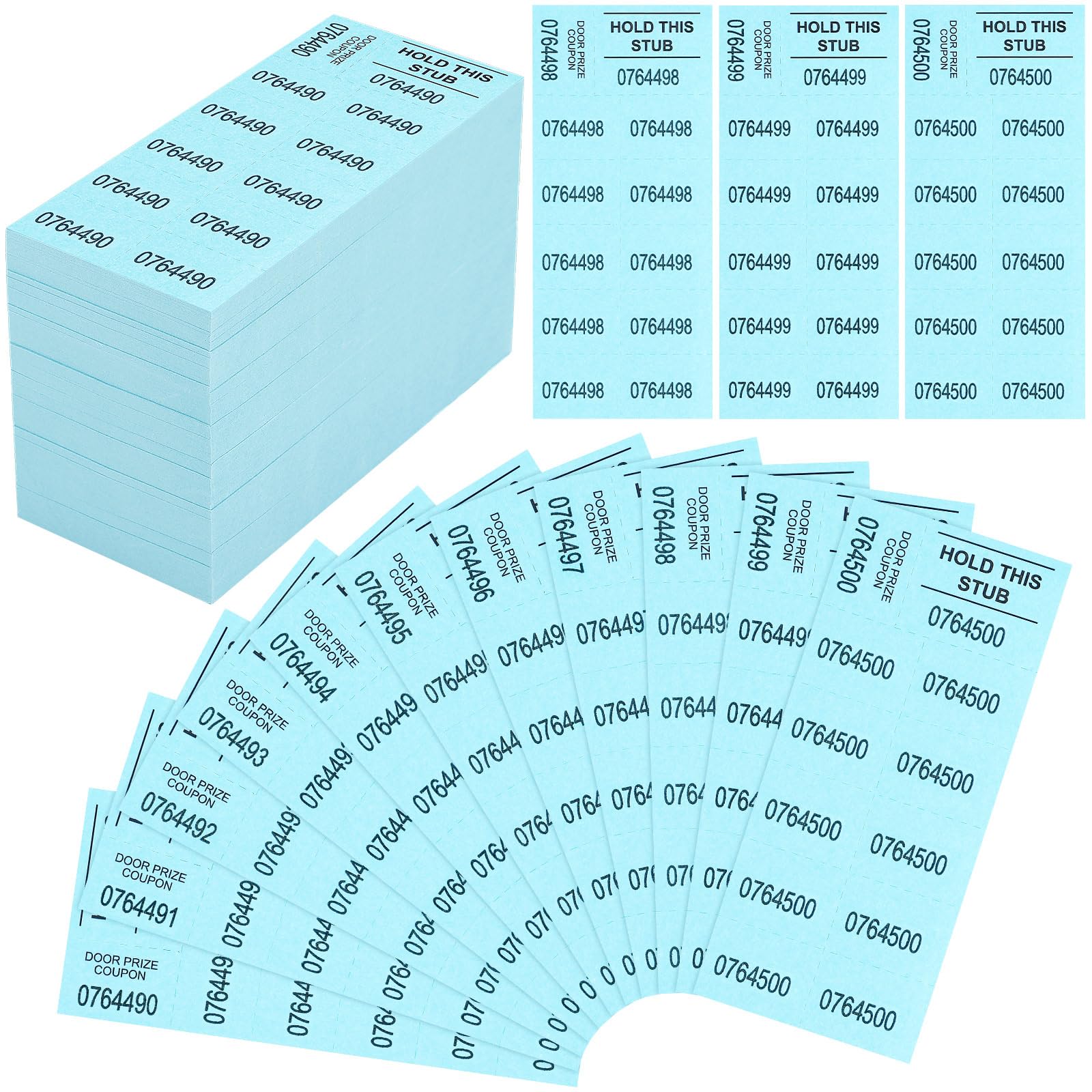 Qilery 500 Sheets Raffle Ticket Sheets Chinese Auction Tickets Sheets Basket Raffle Tickets 10 Numbers Per Sheet Carnival Tickets for School Classroom Church Fundraiser Events Auction(Light Blue)