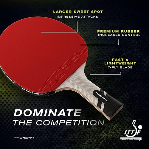 Vista 31 de PRO-SPIN Paletas de ping pong, raquetas de tenis de mesa de nivel profesional con fibra de carbono para un control superior Hoja de 7 capas, goma