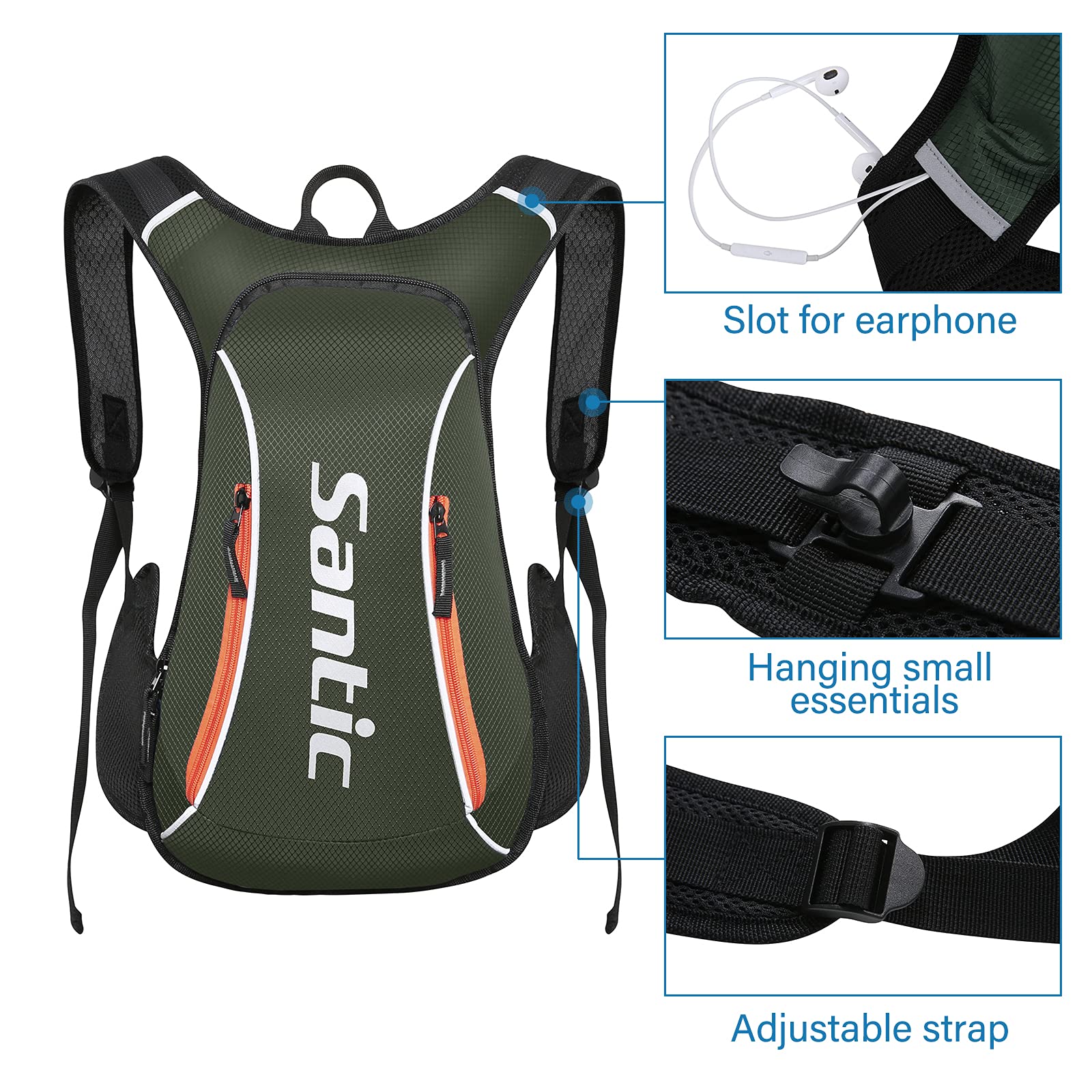 Santic Zaino Ciclismo Ultraleggero Zaino Bicicletta MTB Piccolo Zaino Bici Mountain Bike 15 Litri per Uomo e Donna
