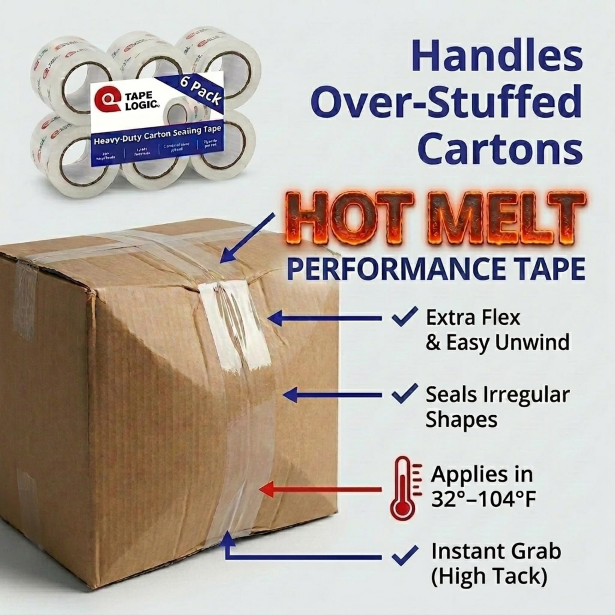 Tape Logic Cinta de embalaje, resistente, 5 cm x 55 yardas, transparente, rollo de cinta de embalaje extra larga y fuerte, ideal para almacenes, oficinas, envíos y cajas de mudanzas