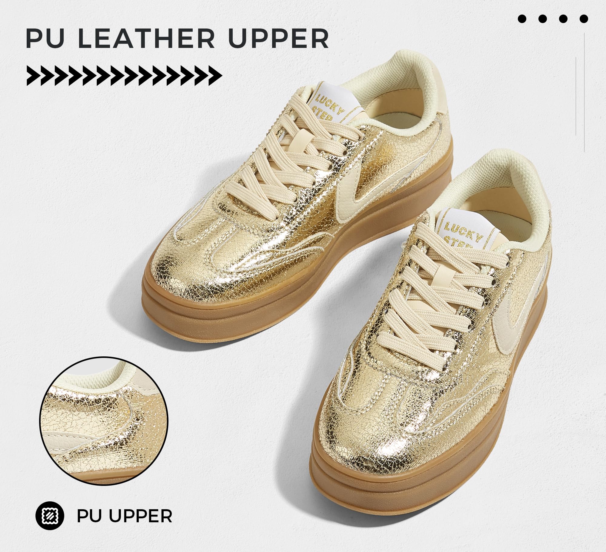 LUCKY STEP Damskie buty na platformie, modne trampki, retro, na co dzień, wygodne buty do chodzenia, gruba podeszwa, stylowe klasyczne tenisówki