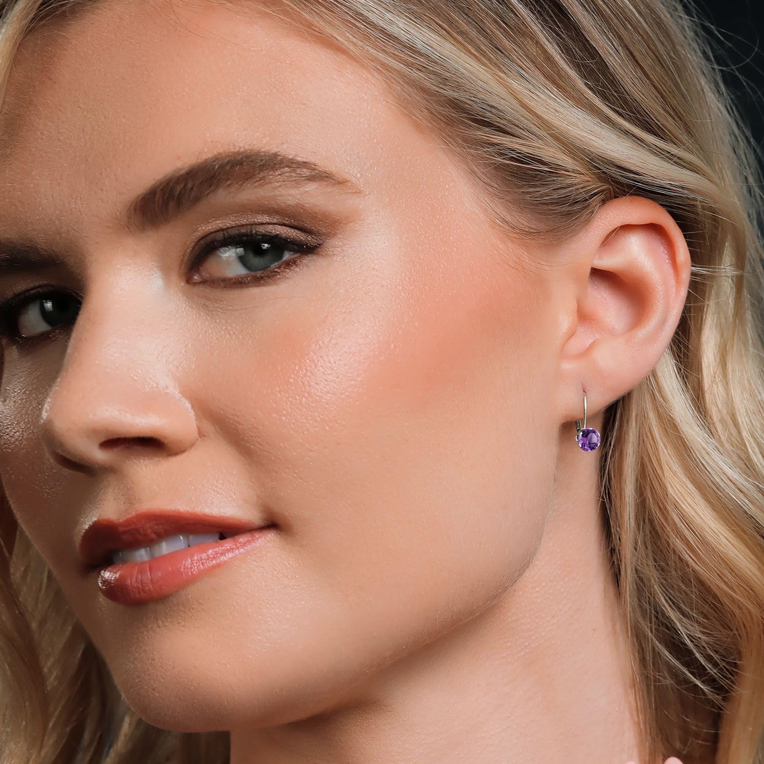 Gem Stone King 14K White Gold 6MM Round Gemstone Birthstone Leverback Dangle Earrings | Gold Earrings For Women - Image 4