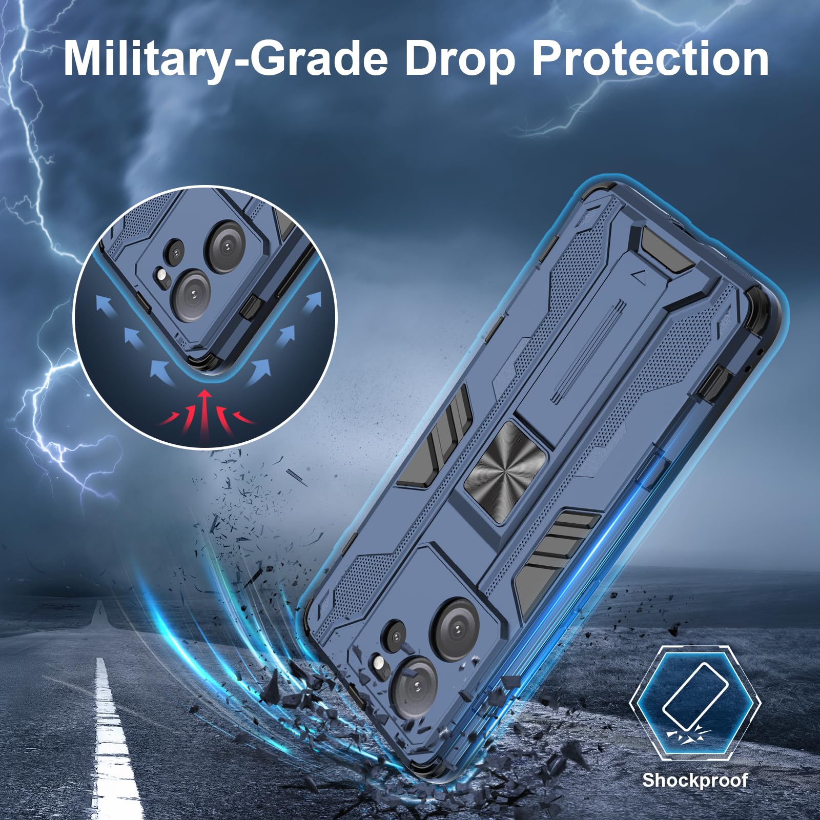 Funda para Xiaomi Redmi Note 15 Pro 5G, Carcasa Antigolpes con Soporte anular metálico, Case Protectora de Grado Militar, Azul — view 767