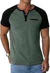 Sailwind Hommes Henley chemises manches courtes T-shirts occasionnels Bouton d'été T-Shirts avec poche