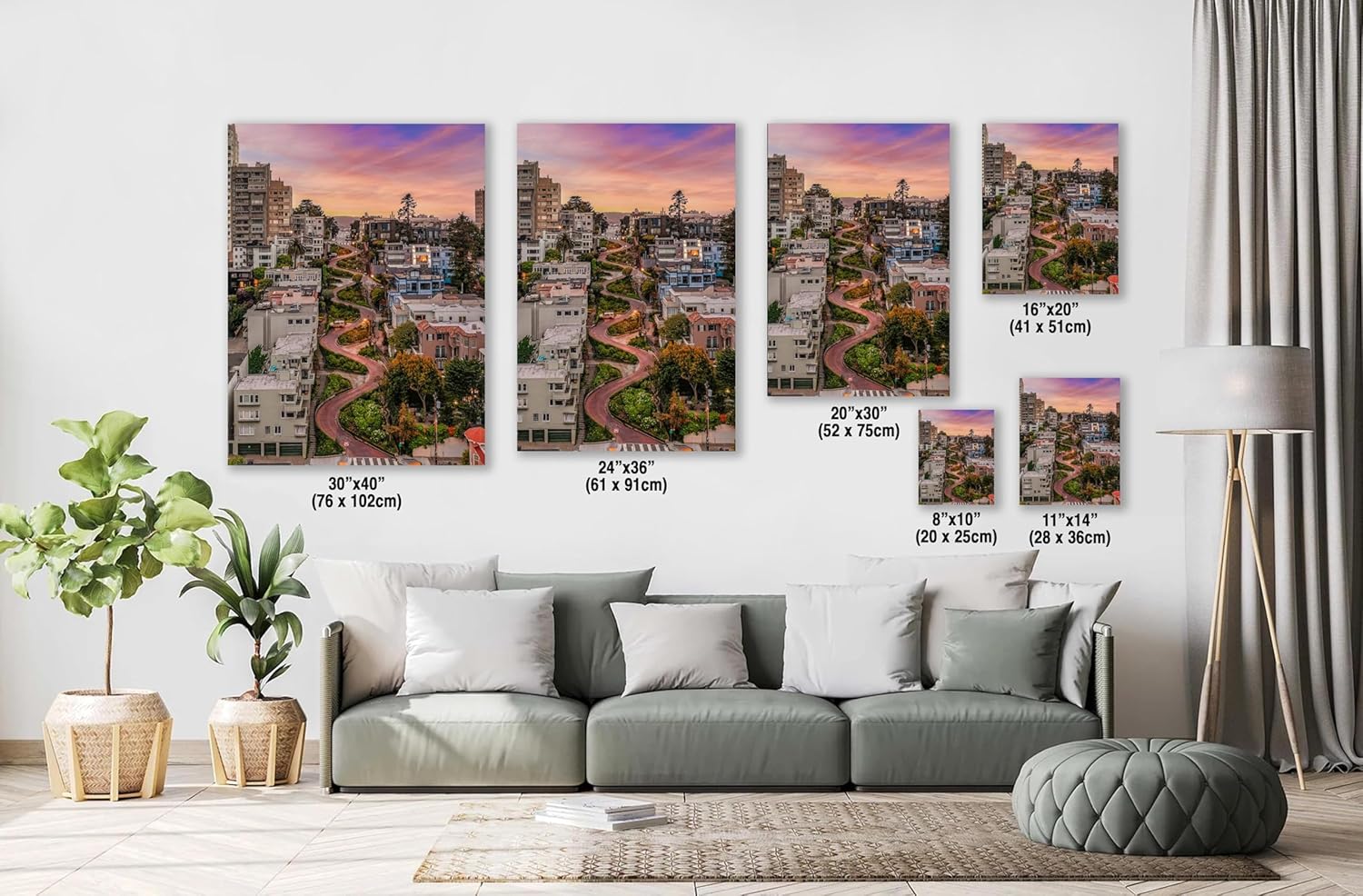 Lombard Street Photo Print, San Francisco Sunrise (Home Wall Decor)