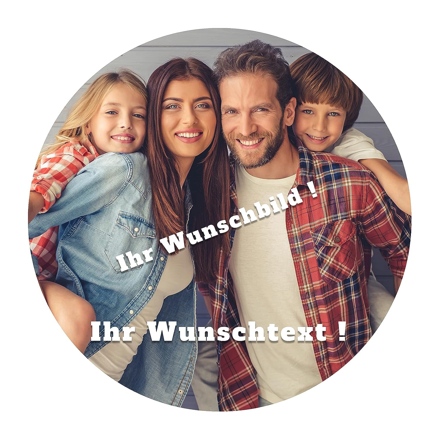 J&M DECO Personalisiert Tortenaufleger Foto – essbare Tortendeko Ø 20 cm mit eigenem Bild & Wunschtext – Kuchendekoration aus Zuckerpapier – personalisierbares Tortenbild Geburtstag