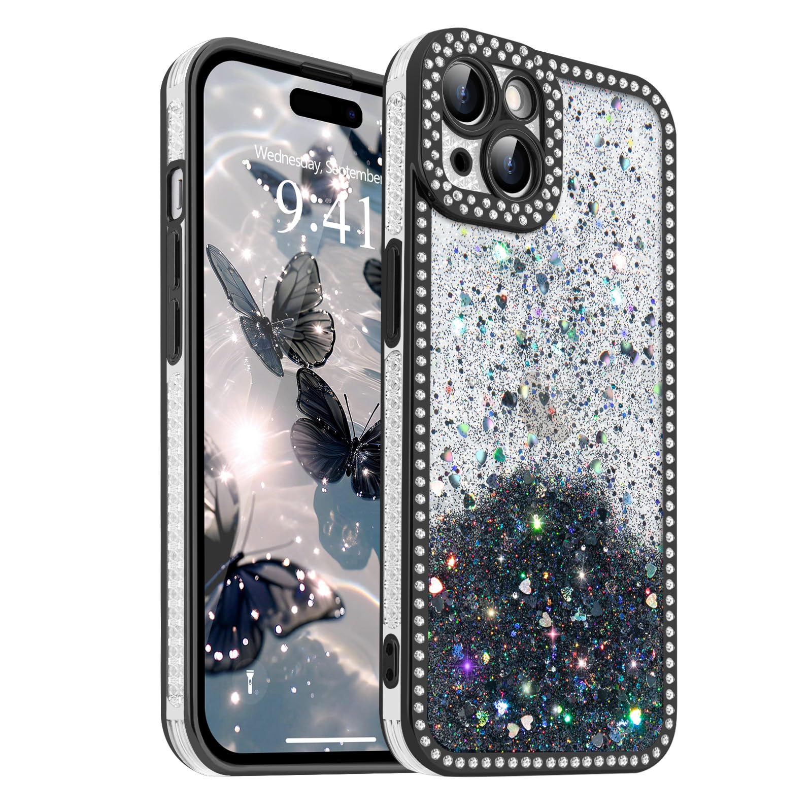 Amazon.co.jp: Wirvyuer iPhone 13 用 ケース 半透明 キラキラ ハート