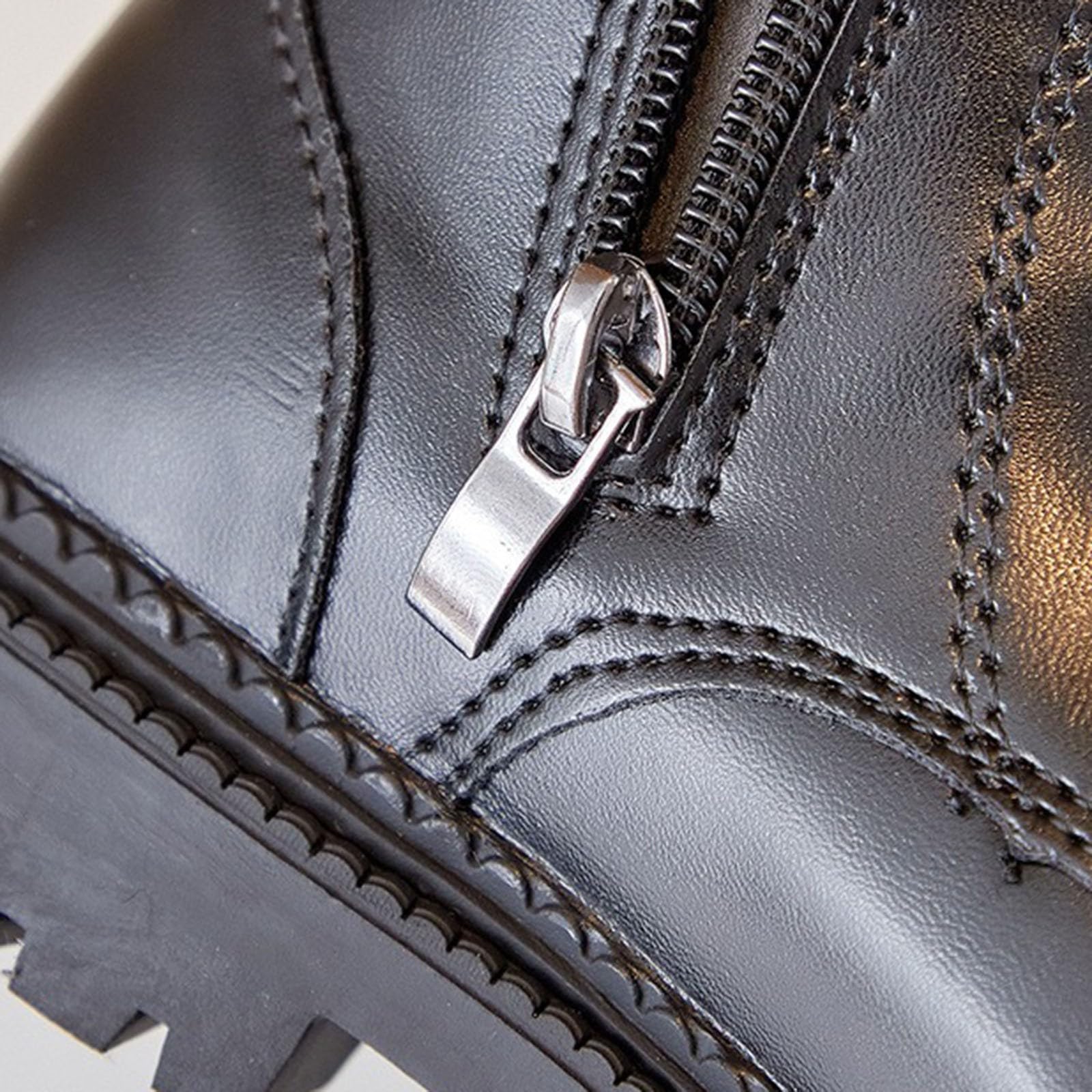 Genérico Botas y Botines para Niña Botas Largas con Cordones de Piel de Color Sólido, Británico, Cremallera lateral, Suela gruesa Zapatos de equitación Tendencia Occidental