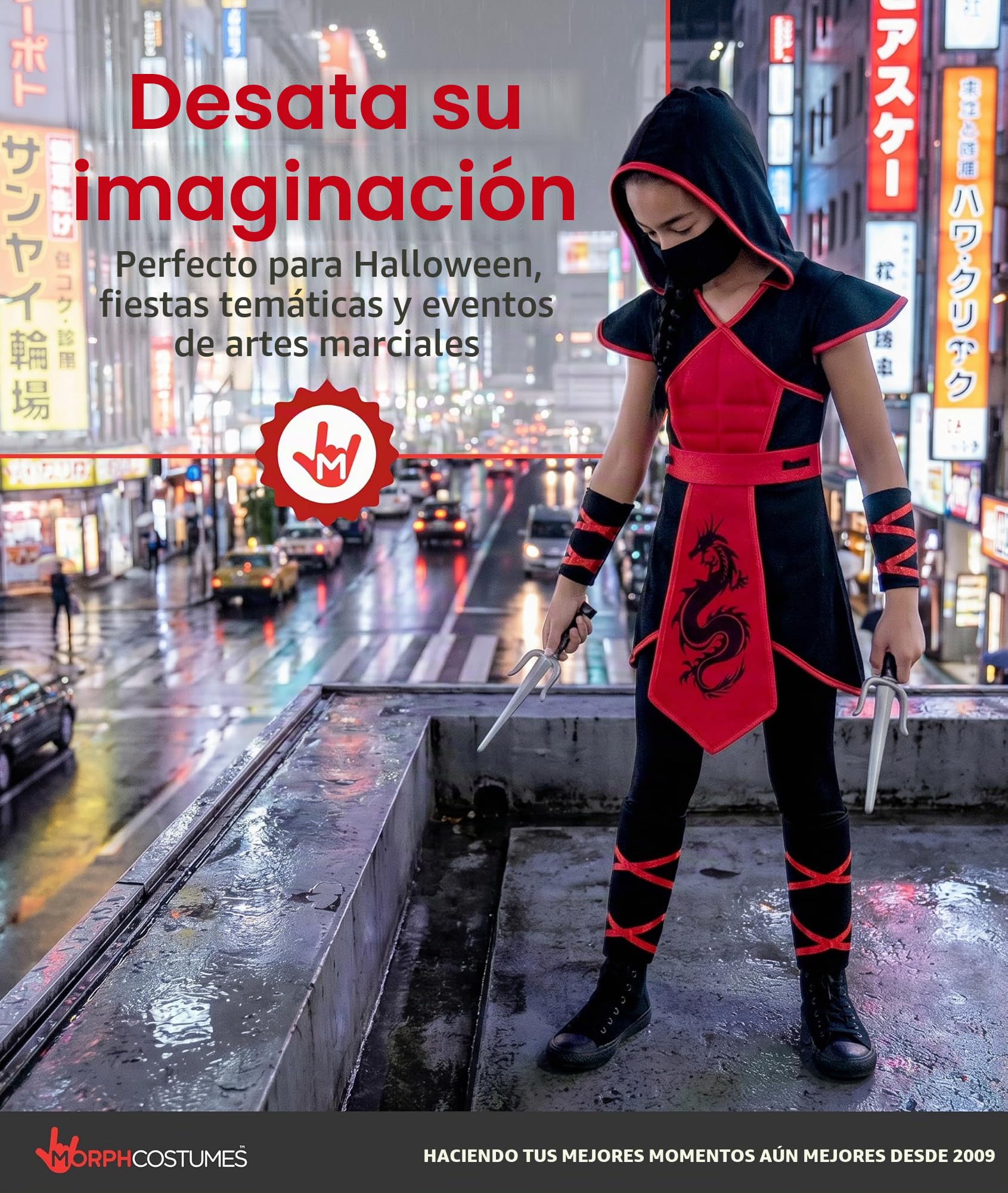 Morph Disfraz Ninja Niña, Disfraz Halloween Niña