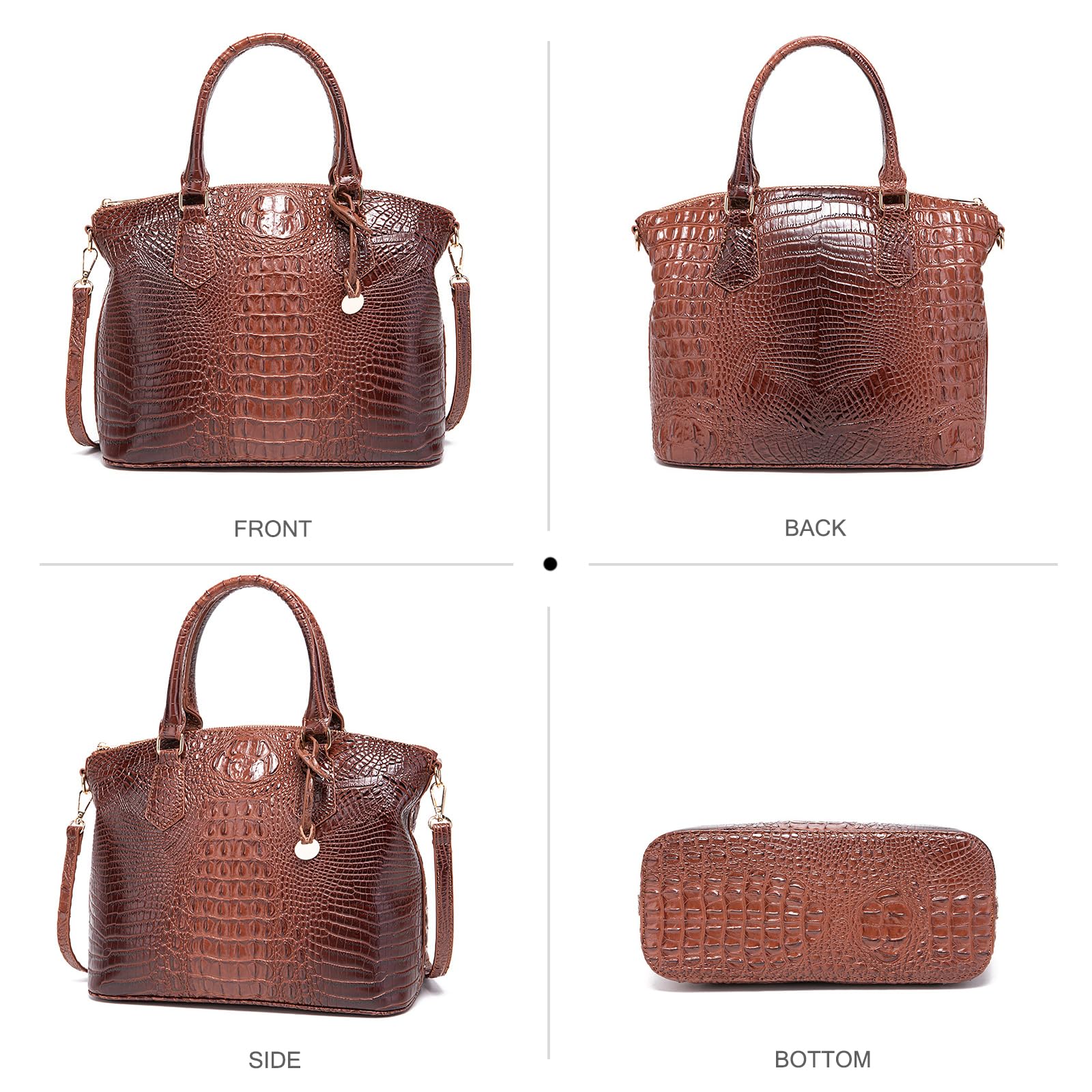 NICOLE & DORIS Sac à Main Femme Crocodile Sac Bandoulière Cuir Verni Sac Fourre Tout Mode Sac D'épaule Elégante Sac Rétro pour Le Travail Shopping Voyage