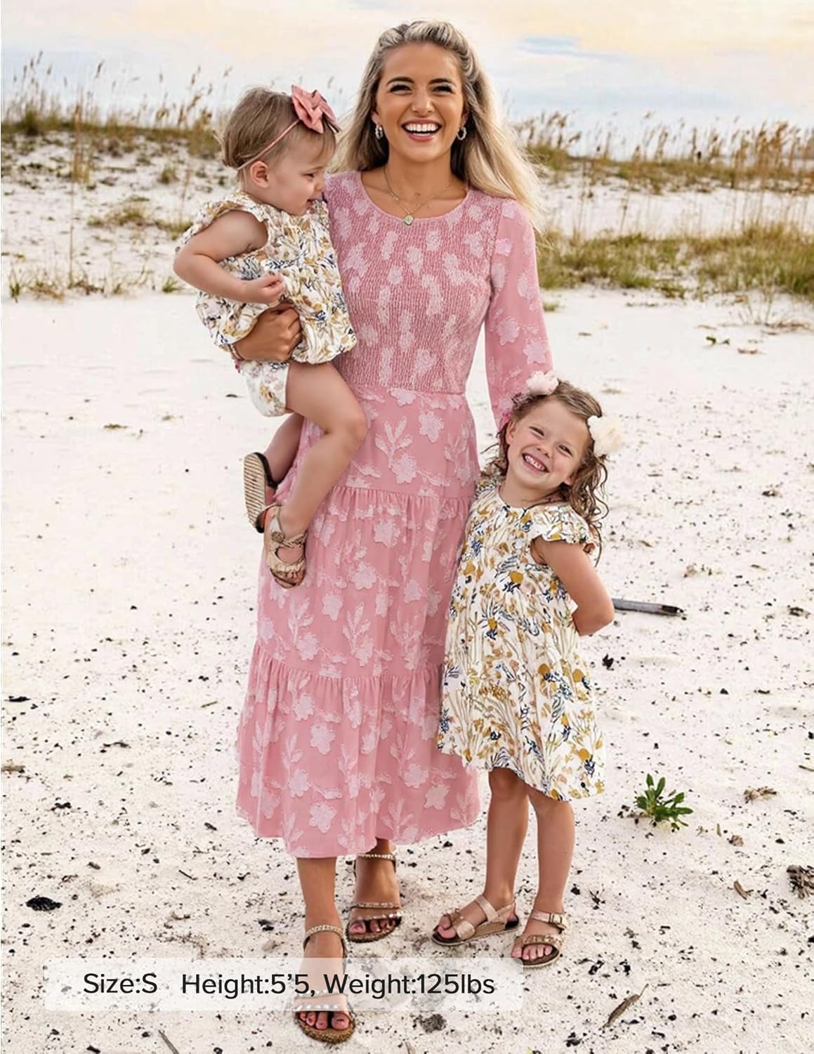 ZESICA Women's Fall Boho Floral Midi Dress 2026 Casual Long Sleeve Crewneck Flowy Wedding Guest Long Dresses - Image 7