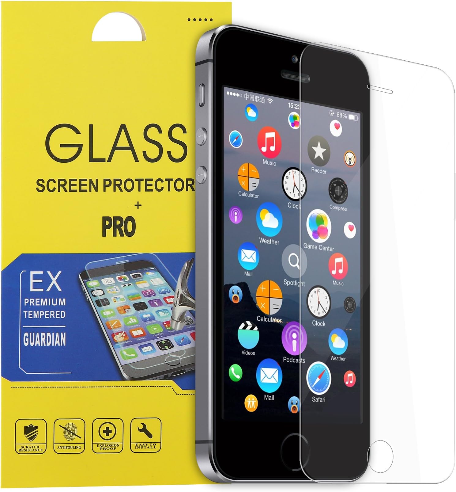 iPhone 5s Screen Protector,iPhone 5 Tempered Glass,Screen Cover Tempered Glass Screen Protector for Apple iPhone iPhone 5/5S/SE/5C