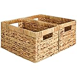StorageWorks Wicker Basket, Baskets for Organizing, Storage Basket with Built-in Handles, Water Hyacinth Shelves (Medium 2-Pack, Natural Hyacinth) Natural (Water Hyacinth) 2x 13¼'L x 8¼'W x 7'H
