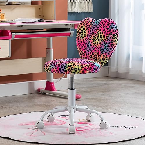 Miniatura 51 de Silla de escritorio para niños, niñas, estudiantes, silla de estudio, silla de computadora ajustable, silla giratoria de peluda, sillas de lectura