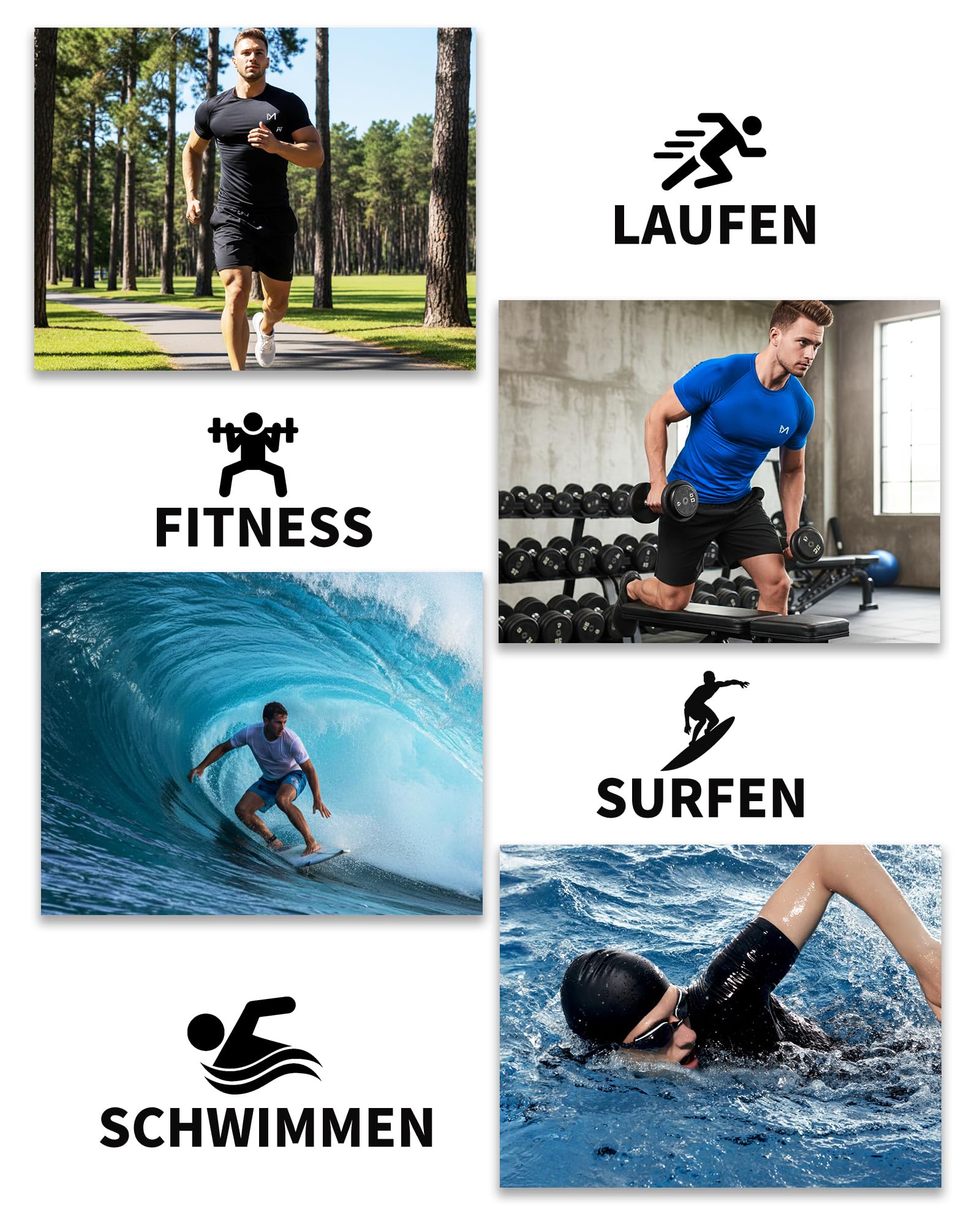 MEETYOO Lot de 2 ou 3–Maillot de compression homme,T-shirt technique homme–Respirant, évacue l'humidité,séchage rapide,idéal pour le sport,la natation et un usage quotidien